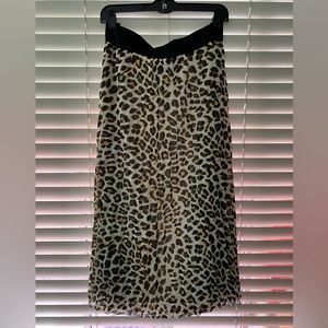 DKNY Women’s Pull-On Pleated and Lined Leopard Print Skirt NWOT Size XL